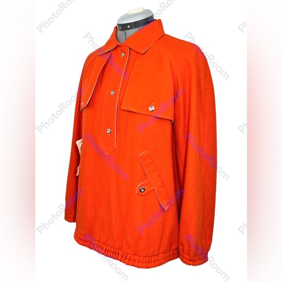 COURREGES Paris Hyperbole Vintage 1970’s Orange Wool Jacket Collared Outerwear - Picture 2 of 15